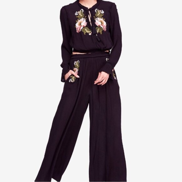 NWOT Free People Wonderland Embroidered Pants Set - Picture 1 of 9